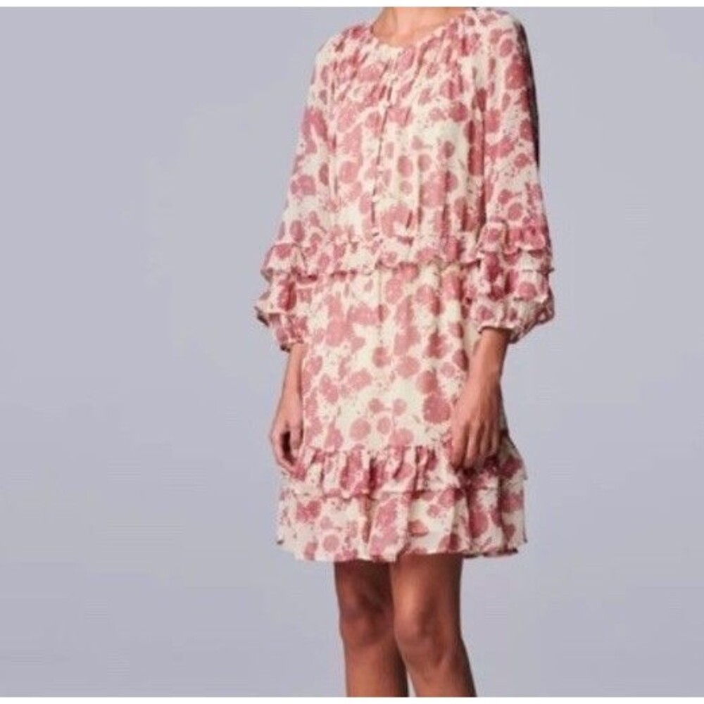 SIMPLY VERA VERA WANG RUFFLED CHIFFON DROP WAIST SOO FEMININE Country Prairie L